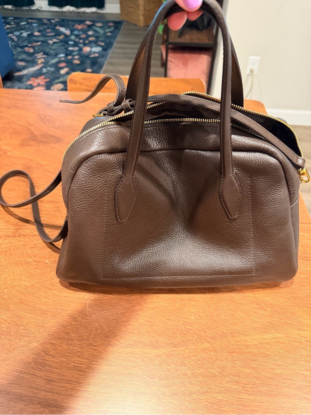 Madewell Classic Brown Leather Satchel Handbag